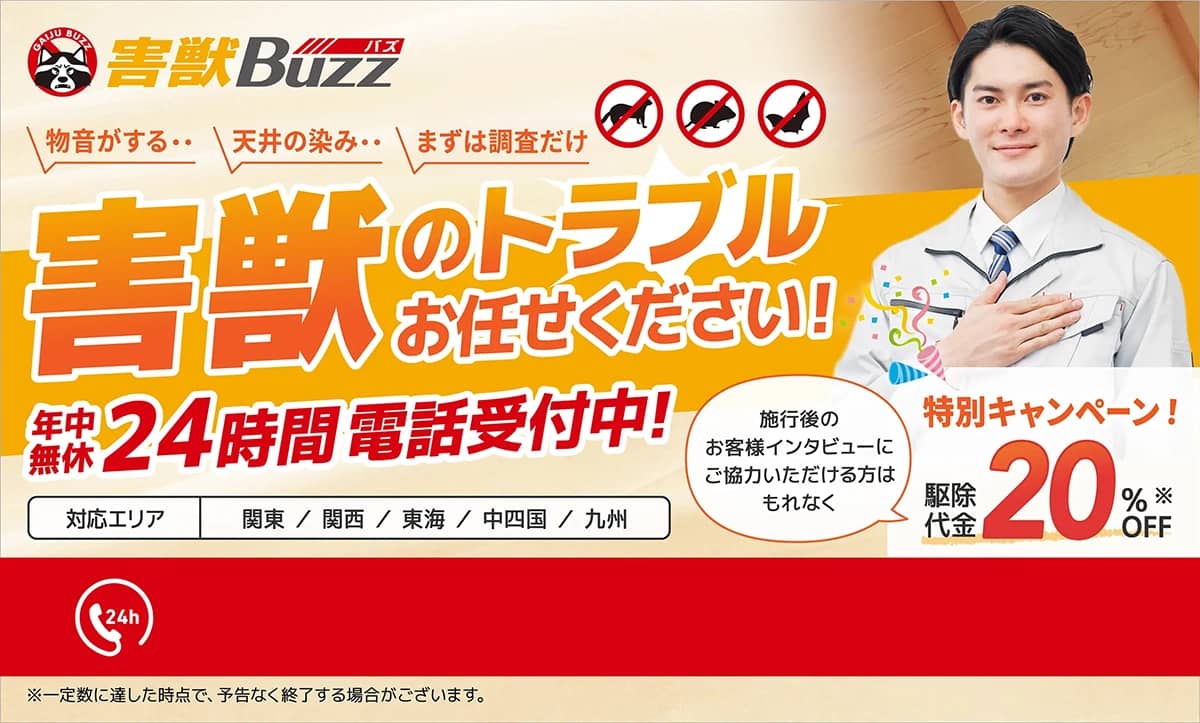 害獣のトラブルお任せください！害獣BUZZ